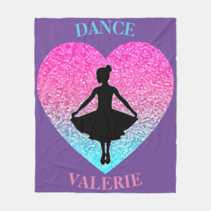 Couverture Polaire Filles Danse Blanche polaire avec son nom