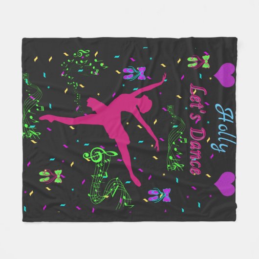 Couverture Polaire Filles Danse Notes musicales (Devant (Horizontal))