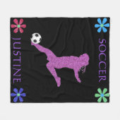 Couverture Polaire Filles de soccer puissance florale (Devant (Horizontal))