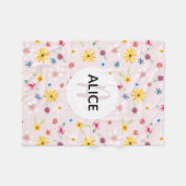 Couverture Polaire Filles Fleurs mignonnes Motif Monogramme et nom En (Devant (Horizontal))