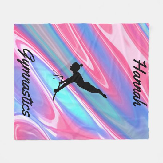 Couverture Polaire Filles Gymnastique Blanche polaire avec nom (Devant (Horizontal))