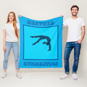 Couverture Polaire Filles Gymnastique Bleue Poignée Blanche-Toison
