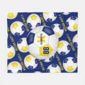 Couverture Polaire filles I love football texte bleu or noir (Devant (Horizontal))