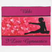Couverture Polaire Filles I Love Gymnastique avec Coeurs Fleece Blank (Devant (Horizontal))