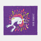 Couverture Polaire filles imaginaire licorne ajouter nom (Devant (Horizontal))