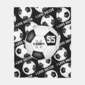 Couverture Polaire filles J'aime le football noir et blanc (Devant)