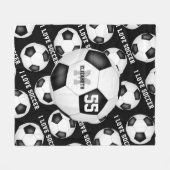 Couverture Polaire filles J'aime le football noir et blanc (Devant (Horizontal))