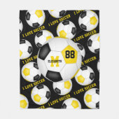 Couverture Polaire filles J'aime texte football or noir (Devant)