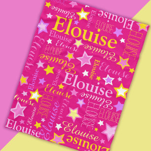 Couverture Polaire Filles jaune rose nom Elouise étoiles motif