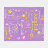 Couverture Polaire Filles jaune rose pourpre nom Kamilah fleur (Devant (Horizontal))