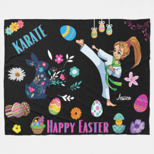 Couverture Polaire Filles Karaté Joyeuses Pâques Décoratif