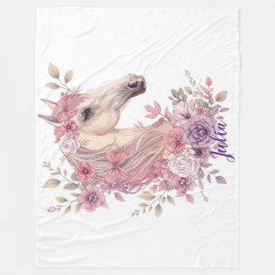 Couverture Polaire Filles Mignon Rose Violet Cheval Pastel Personnali