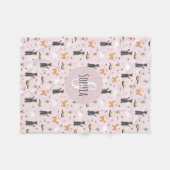 Couverture Polaire Filles mignonne Chat rose Caricature Motif & Nom E (Devant (Horizontal))