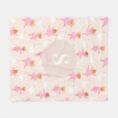 Couverture Polaire Filles mignonne rose petit Ballerina Monogramme (Devant (Horizontal))