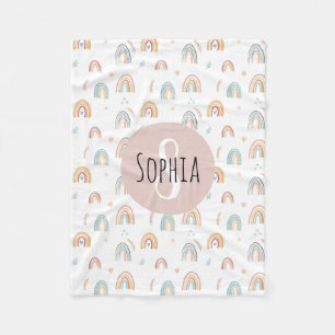 Couverture Polaire Filles mignonnes Boho Aquarelle Arc-en-ciel Motifs