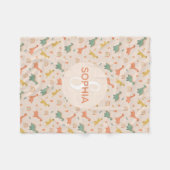 Couverture Polaire Filles mignonnes Dinosaure Rose Monogramme Enfants (Devant (Horizontal))