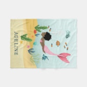 Couverture Polaire Filles mignonnes et Whimsical Magique Afro Mermaid (Devant (Horizontal))