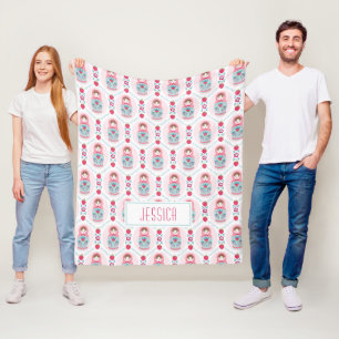 Couverture Polaire Filles mignonnes Motif rose Matryoshka