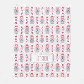 Couverture Polaire Filles mignonnes Motif rose Matryoshka (Devant)
