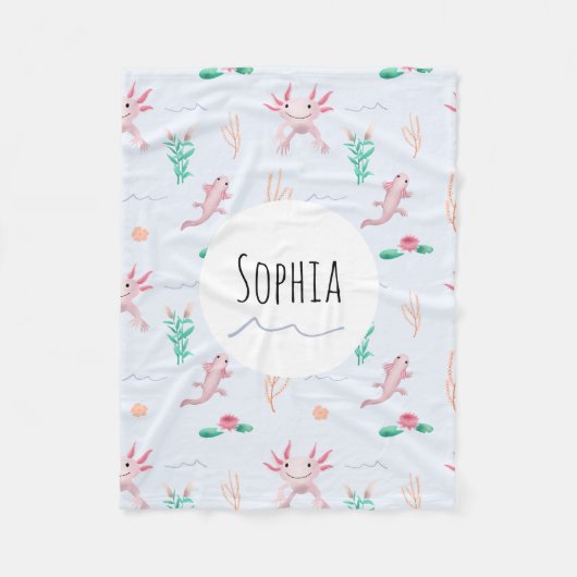 Couverture Polaire Filles mignonnes Pink Axolotl River Motif Enfants (Devant)