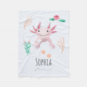 Couverture Polaire Filles mignonnes & Whimsical Joyeux Axolotl Rose E (Devant)