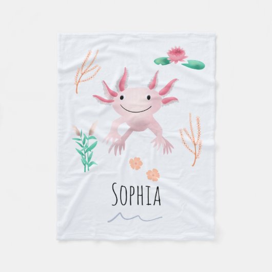 Couverture Polaire Filles mignonnes & Whimsical Joyeux Axolotl Rose E (Devant)