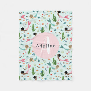 Couverture Polaire Filles mignonnes Whimsical Mermaid Ocean Kids