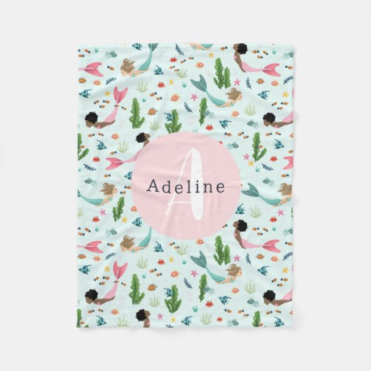 Couverture Polaire Filles mignonnes Whimsical Mermaid Ocean Kids (Devant)