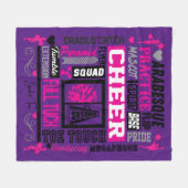 Couverture Polaire Filles Mot d'Art Cheerled en rose noir violet (Devant (Horizontal))
