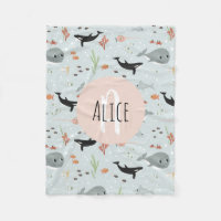Filles Ocean Whale Motif Monogramme Enfants Fle