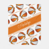 Couverture Polaire filles orange terrain de basket blanc mon endroit (Devant)