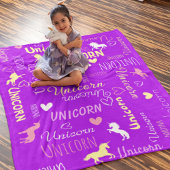 Couverture Polaire Filles personnalisables Unicorne Magique violet ro
