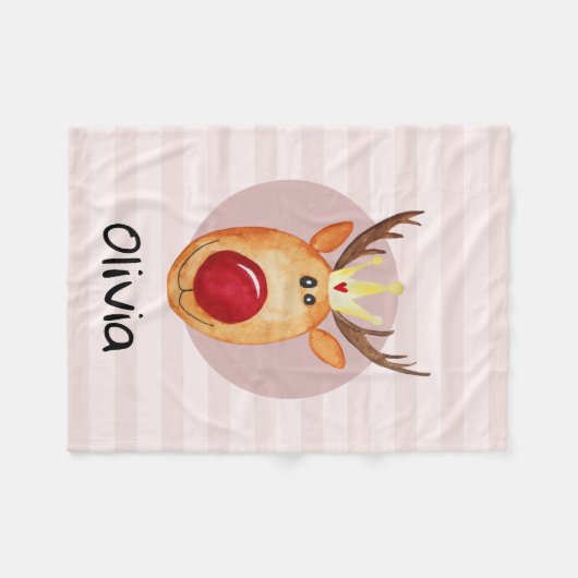 Couverture Polaire Filles Roses Roses Roses Roudolph Reindeer Noël En (Devant (Horizontal))