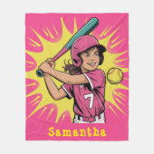 Couverture Polaire Filles softball fête d'anniversaire cadeau (Devant)