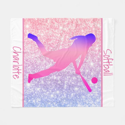 Couverture Polaire Filles Softball Pastel Fleece Blanket (Devant (Horizontal))