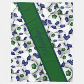 Couverture Polaire filles sport bleu vert soccer balls motif (Devant)