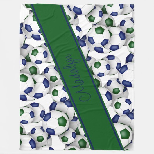 Couverture Polaire filles sport bleu vert soccer balls motif (Devant)