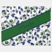 Couverture Polaire filles sport bleu vert soccer balls motif (Devant (Horizontal))