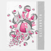 Couverture Polaire filles sport gris rose basket étoiles (Devant)