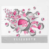 Couverture Polaire filles sport gris rose basket étoiles (Devant (Horizontal))