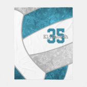 Couverture Polaire filles turquoise gris volley-ball nom personnalisé (Devant)