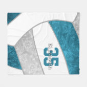 Couverture Polaire filles turquoise gris volley-ball nom personnalisé (Devant (Horizontal))