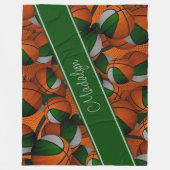 Couverture Polaire filles vert gris équipe couleurs basketballs motif (Devant)