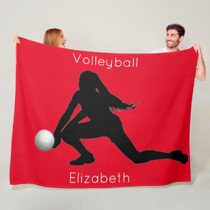 Couverture Polaire Filles Vibrant Rouge Volleyball Fleece Blanket