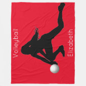 Couverture Polaire Filles Vibrant Rouge Volleyball Fleece Blanket (Devant)
