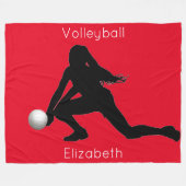 Couverture Polaire Filles Vibrant Rouge Volleyball Fleece Blanket (Devant (Horizontal))
