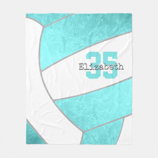 Couverture Polaire filles volleyball turquoise brillant personnalisé (Devant)