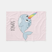Couverture Polaire Filles Whimsical Rainbow Narwhal and Name Kids (Devant (Horizontal))