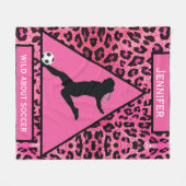 Couverture Polaire Filles "Wild About Soccer" Leopard rose (Devant (Horizontal))