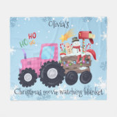 Couverture Polaire Film de Noël de Tracteur regarder rose (Devant (Horizontal))
